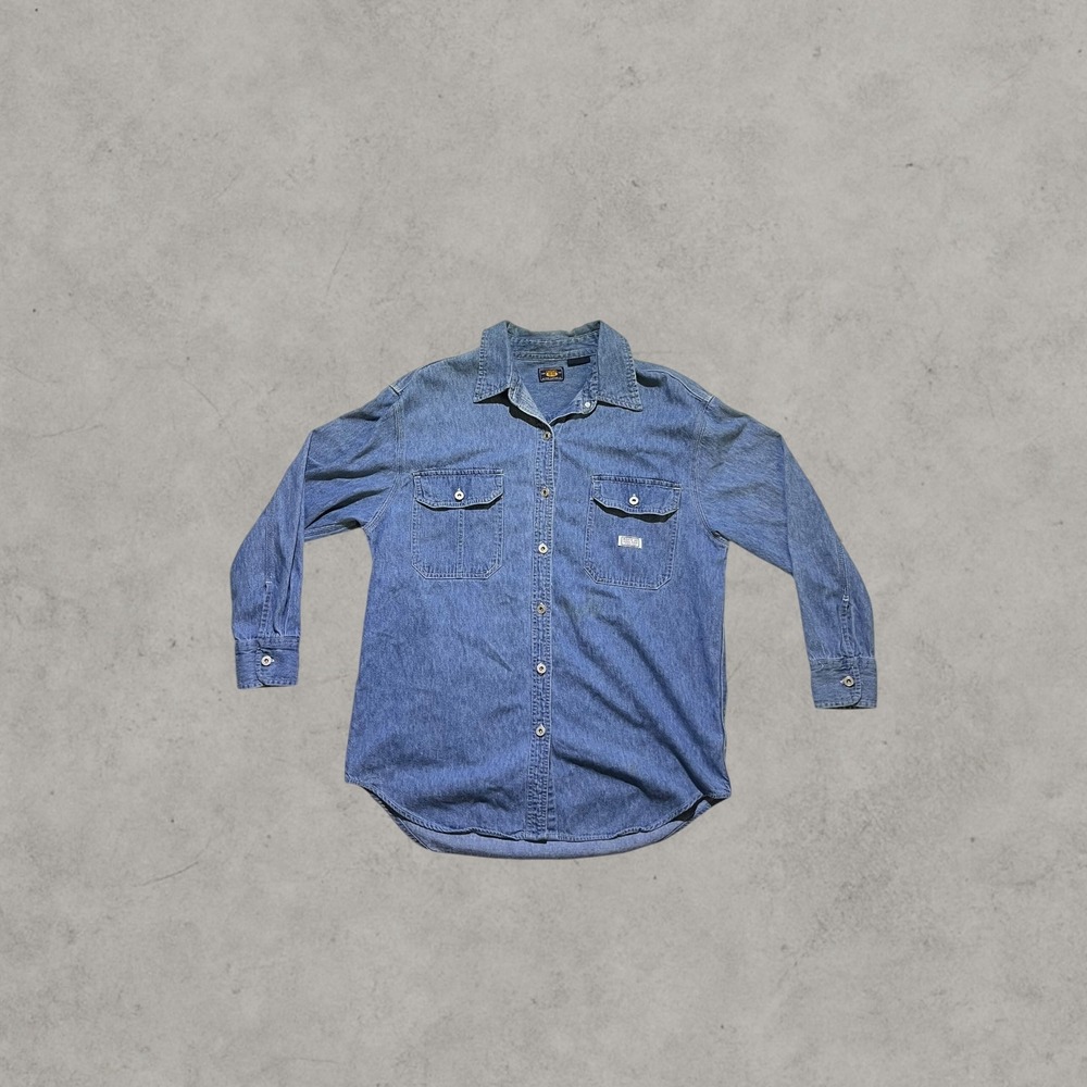 Route 66 Mens Denim Button Down Shirt Large Blue Workwear Long Sleeve NWOT